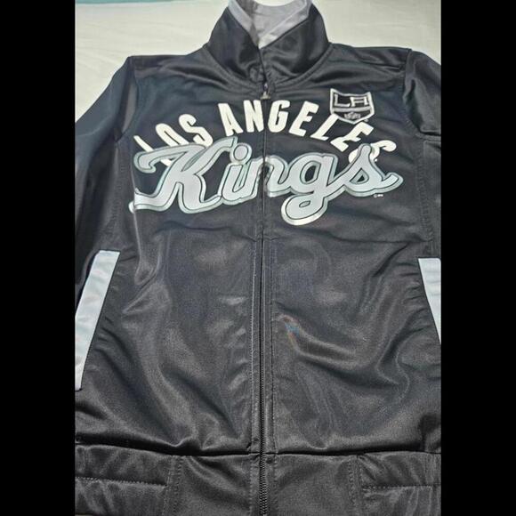 GIII Los Angeles Kings Women's Black Zip-Up Track Jacket Size Small - Picture 1 of 11